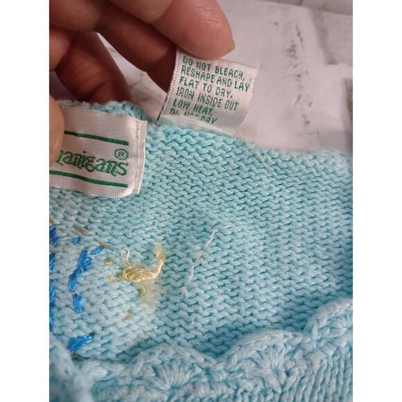 Vtg Extra Shenanigans Cardigan Sweater Women’s 1X  Baby Blue Fish Embroidered - Picture 11 of 16